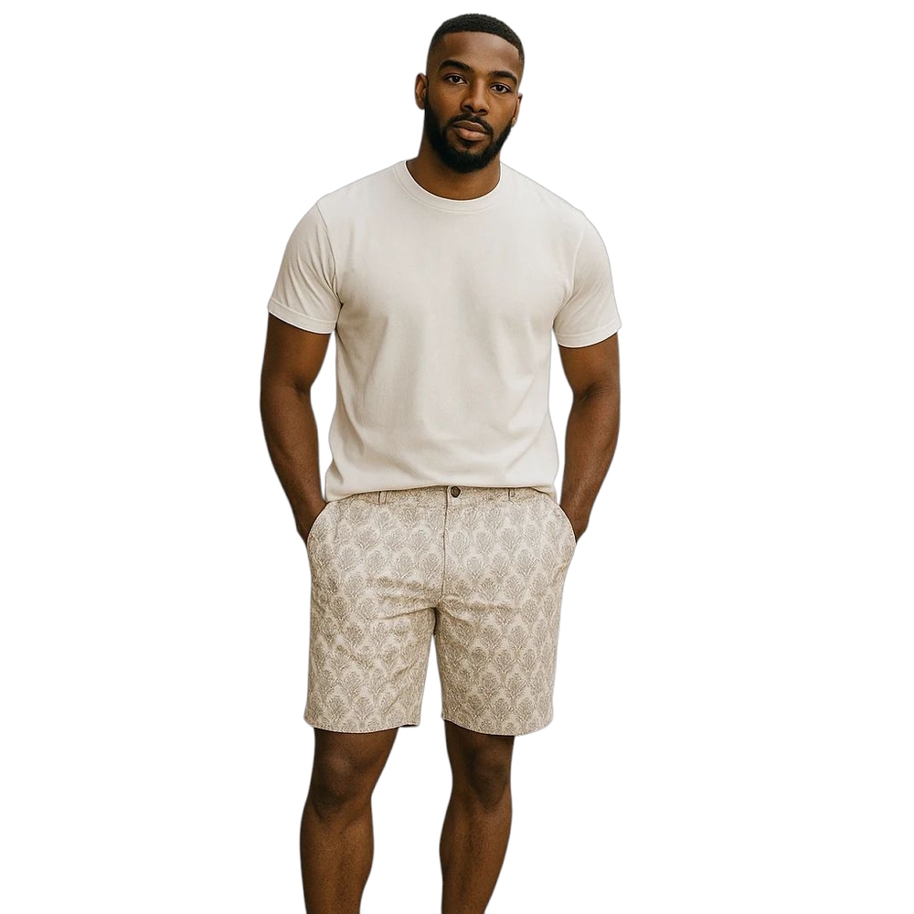 GoodFellow Linden Short Men 40x10 Cotton Pineapple Graphic Tan
